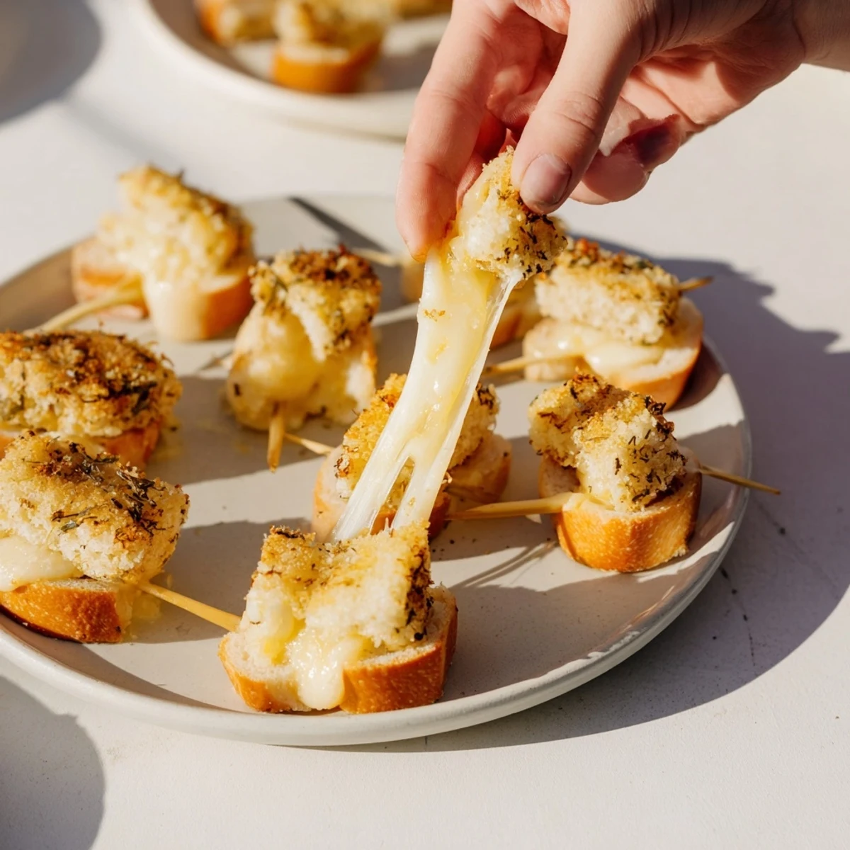 Crispy golden Air Fryer Mozzarella Stick Grilled Cheese Fingers alongside warm marinara sauce, a perfect snack.