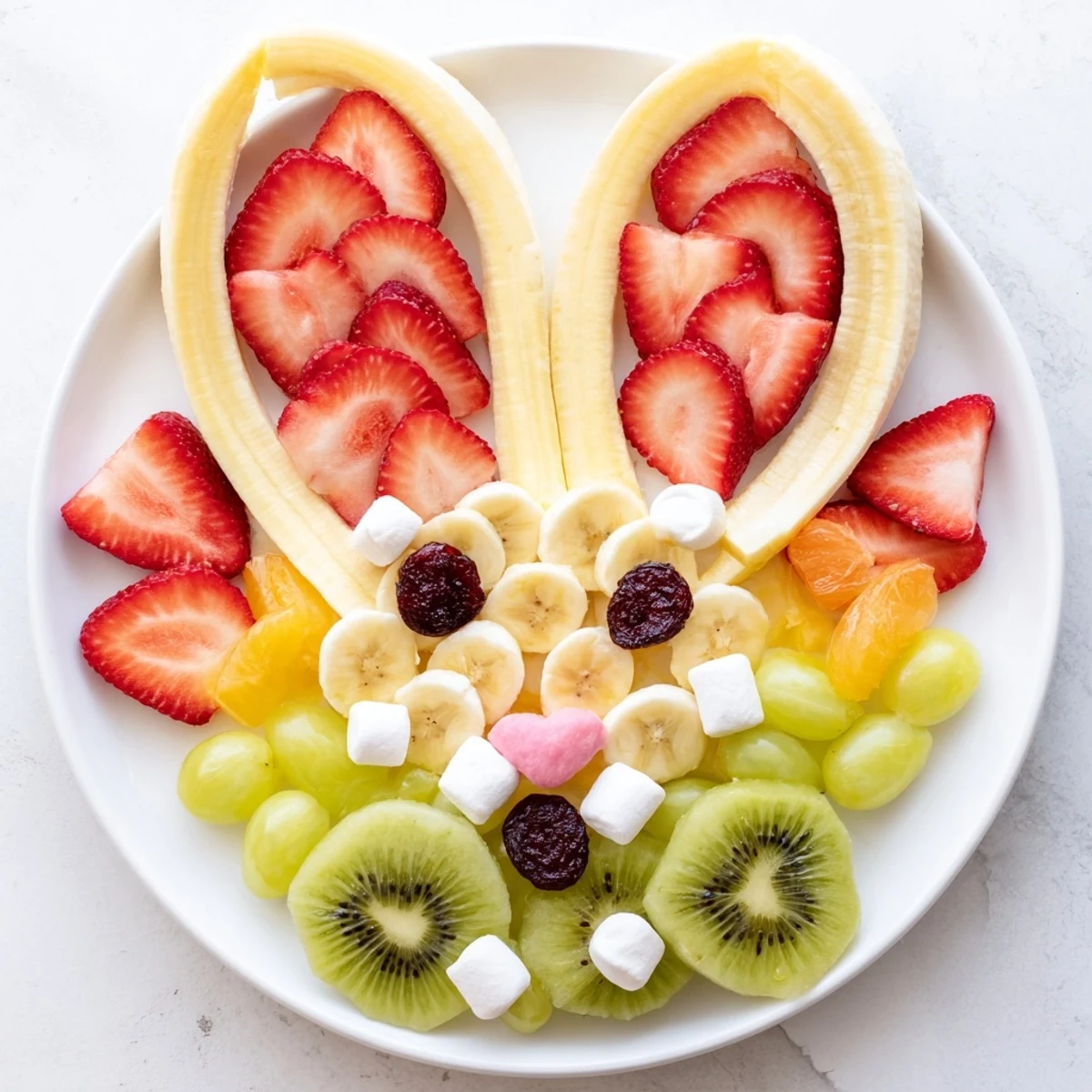 Bunny Face Fruit Salad Platter with vibrant berries and fresh fruit, ready to brighten any brunch table.