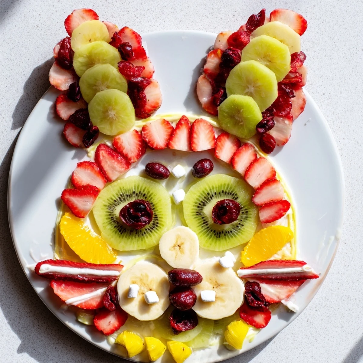 This playful Bunny Face Fruit Salad Platter arranges healthy fruit into a delightful, kid-friendly Easter feast.