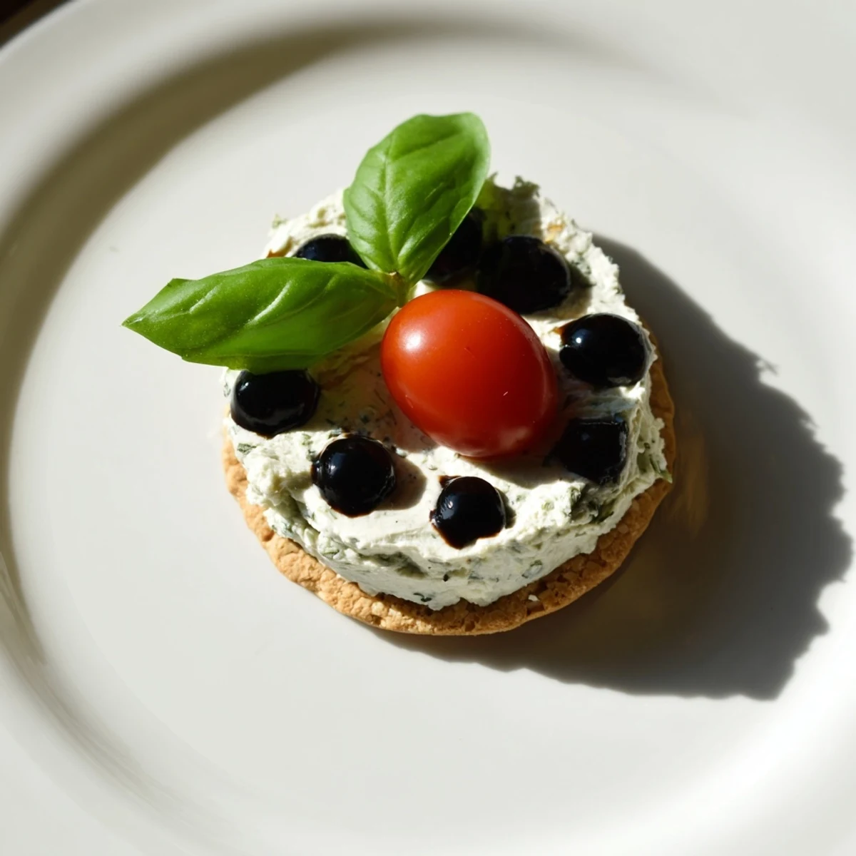 Close-up of Garden Snacks: Ladybug Tomato & Olive Bites arrangement, ready to eat, simple to prepare.