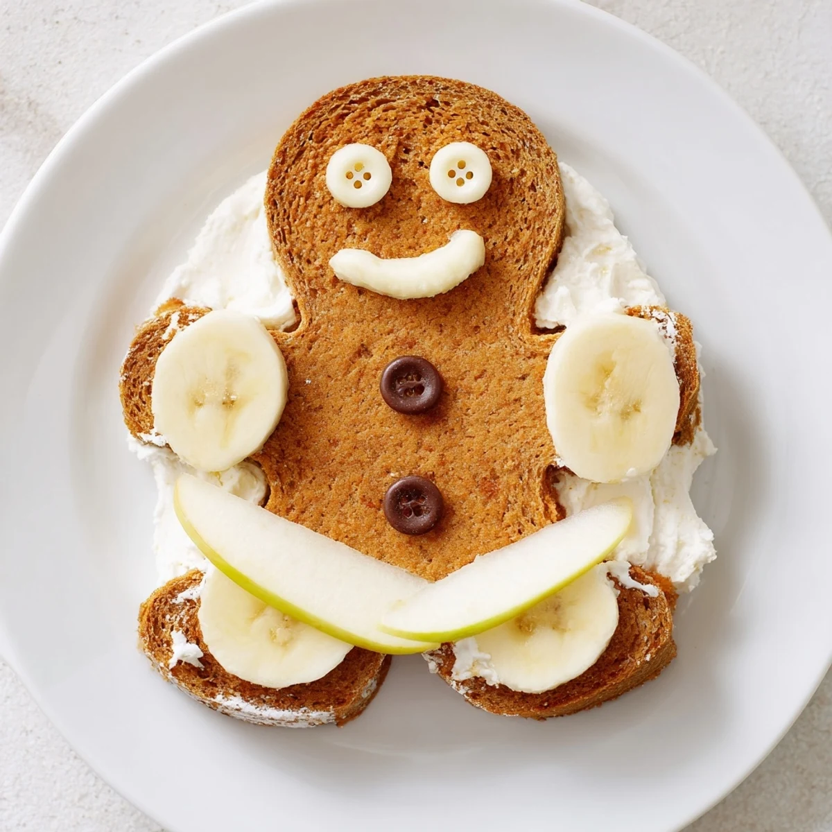 Festive Gingerbread Man sandwiches feature whole wheat bread, perfect for a themed, delicious treat.