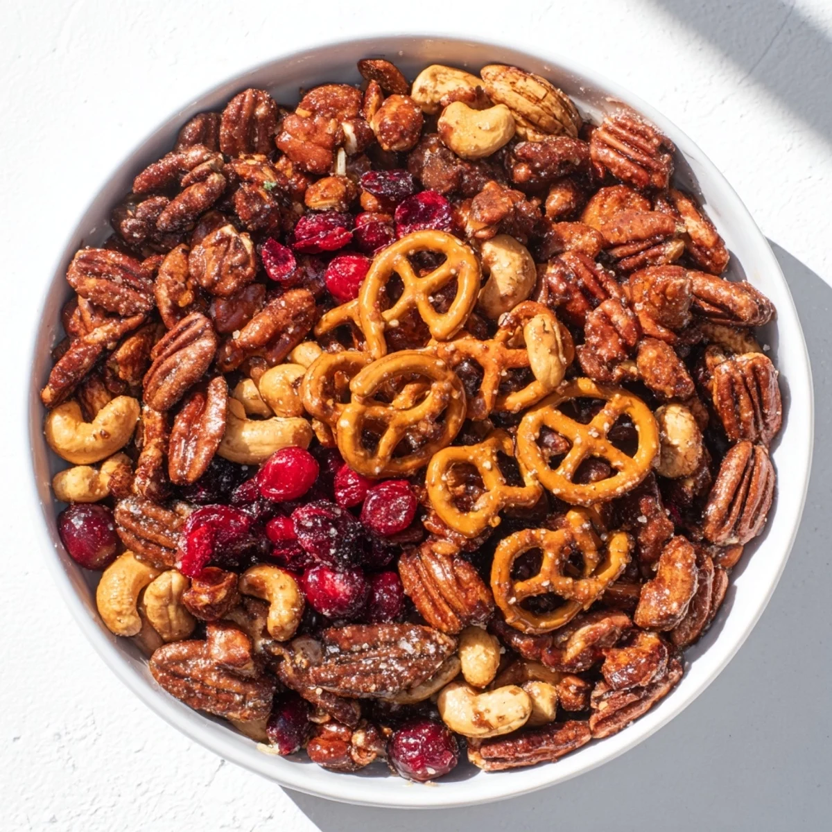 Delicious Sweet and Salty Holiday Nut Bowl with a mix of sweet, savory, and perfectly spiced nuts.