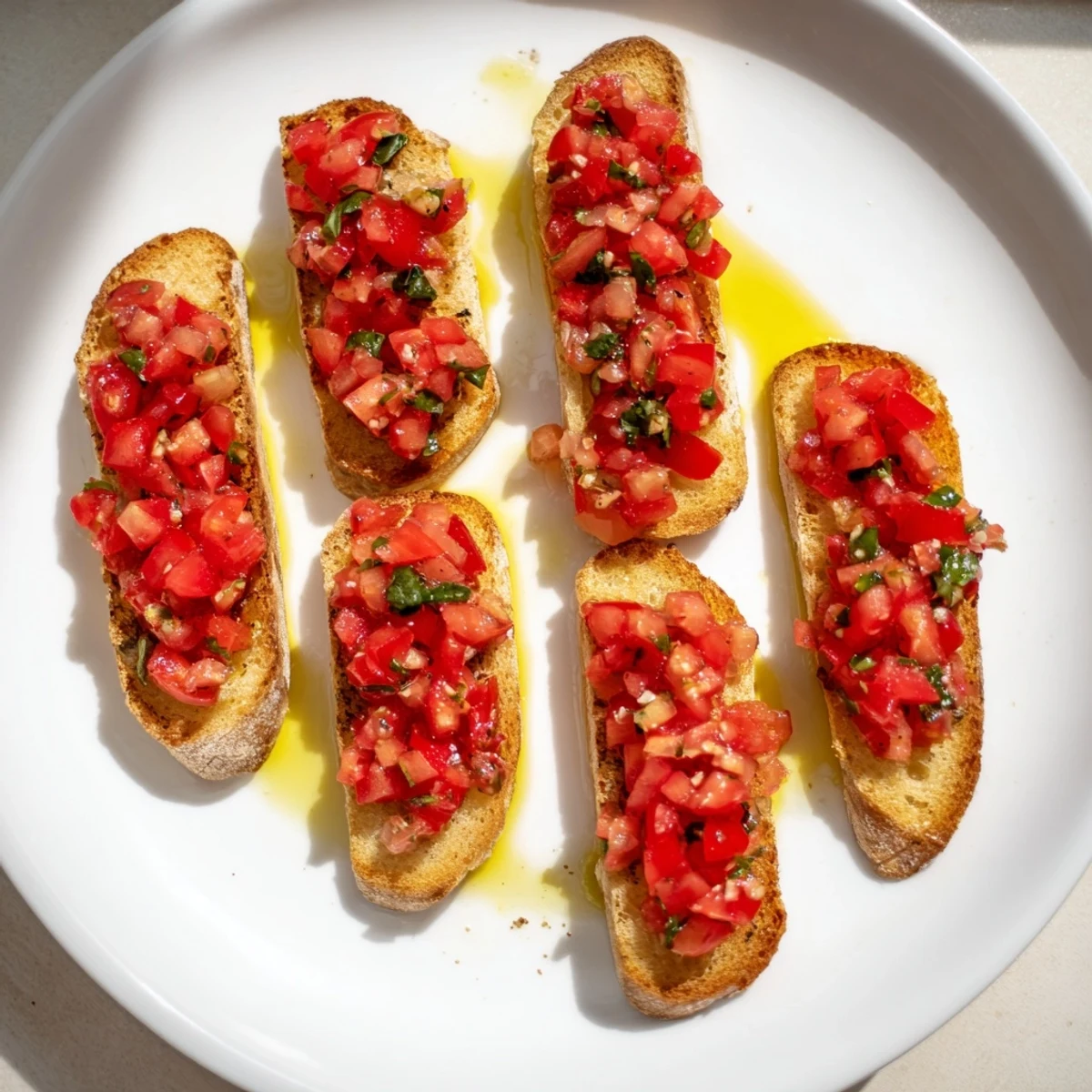 Bruschetta toasts diagonal line