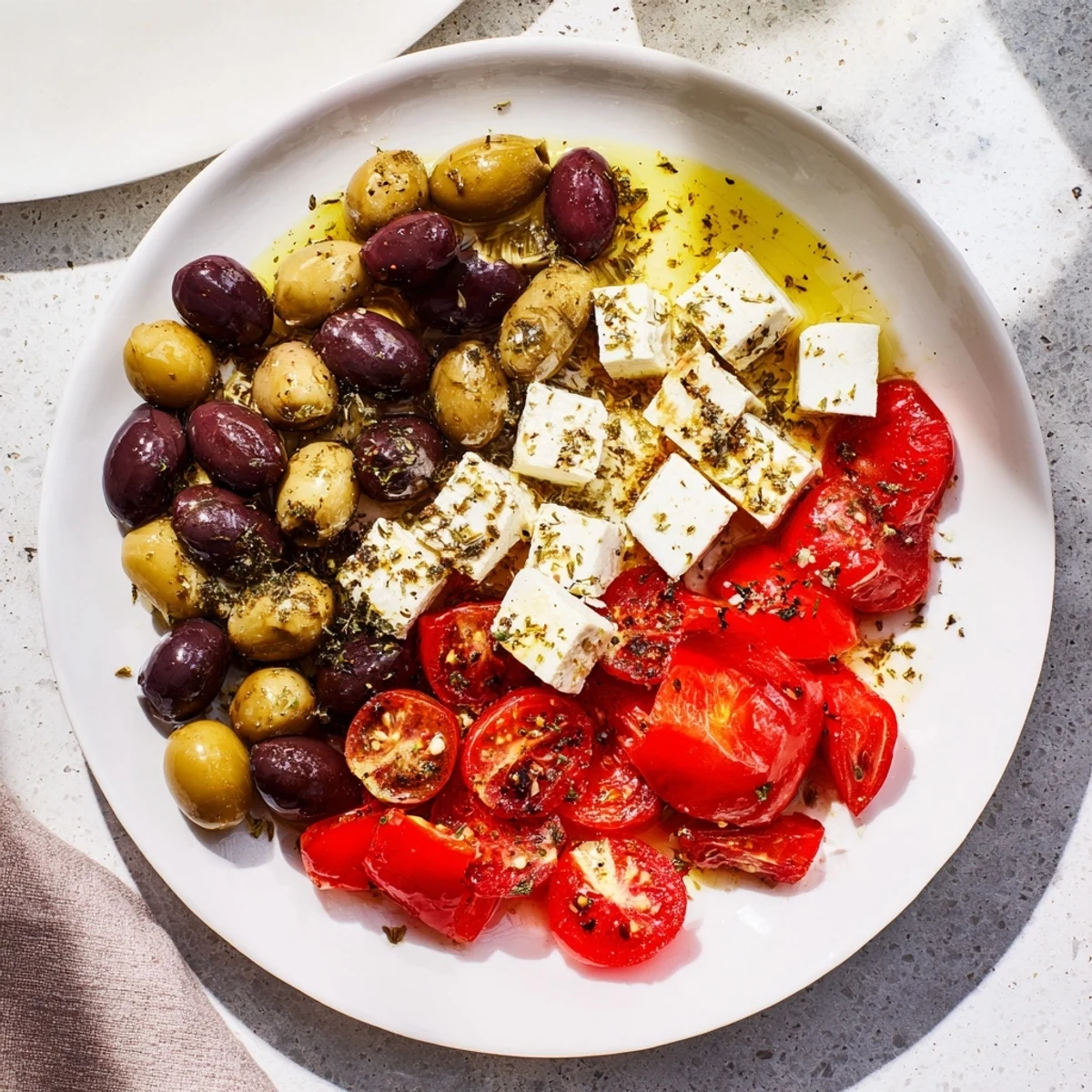 Vibrant black olives and sun-dried tomatoes arranged with feta make this platter irresistible.