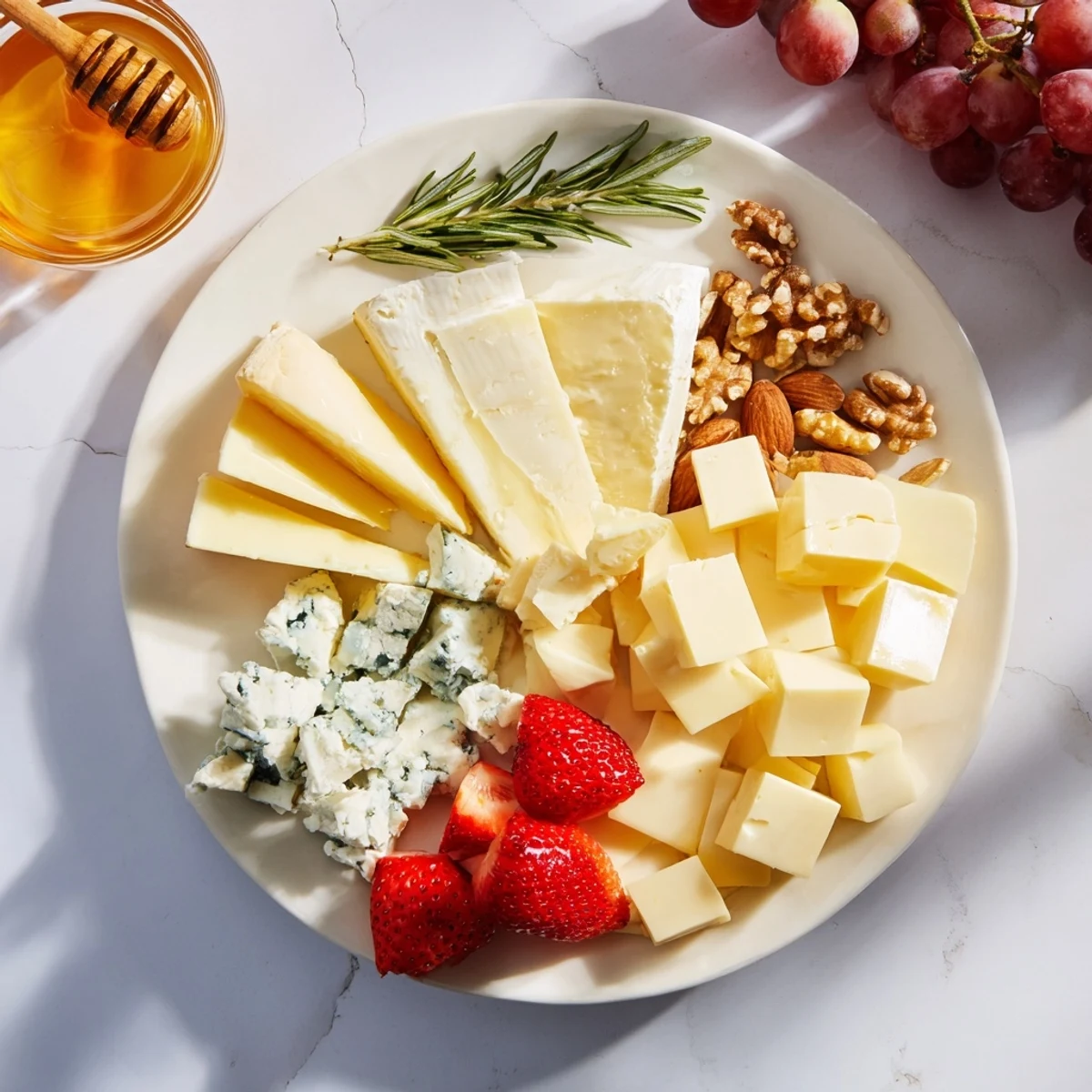 Overflowing **Waterfall Edge Grazing Board** features cheeses, meats, and fruits cascading over the edge.