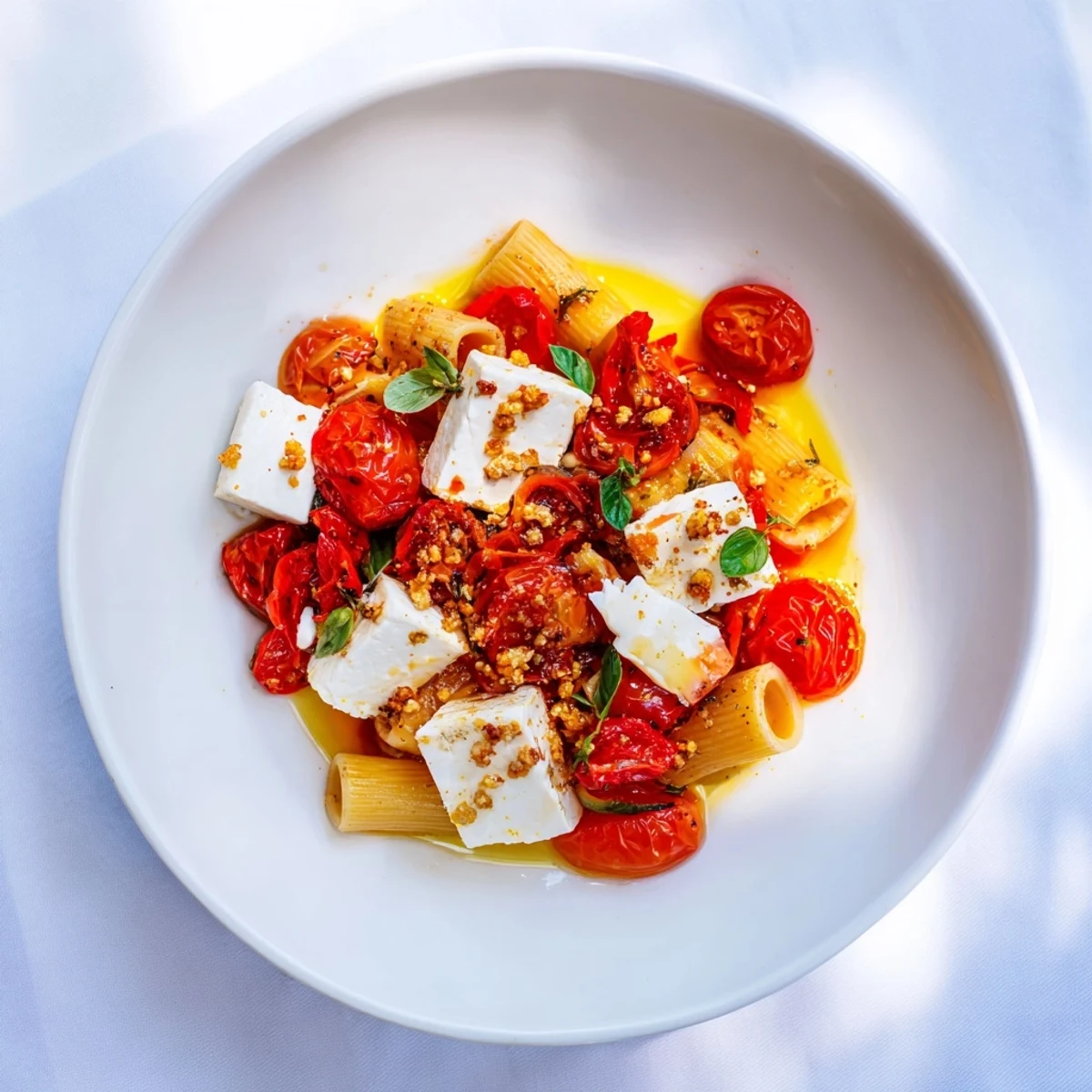 Creamy baked feta cheese with bursting tomatoes forms the base of this vibrant Baked Feta 2.0 pasta dish.