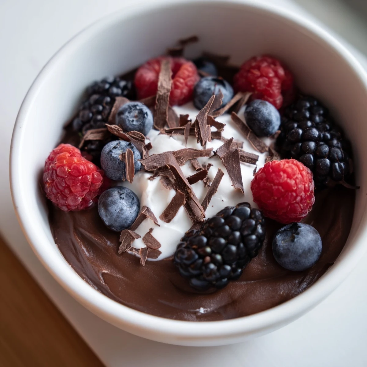 Enjoy a healthy serving of Avocado Chocolate Pudding, a vegan treat perfect for satisfying your sweet tooth.