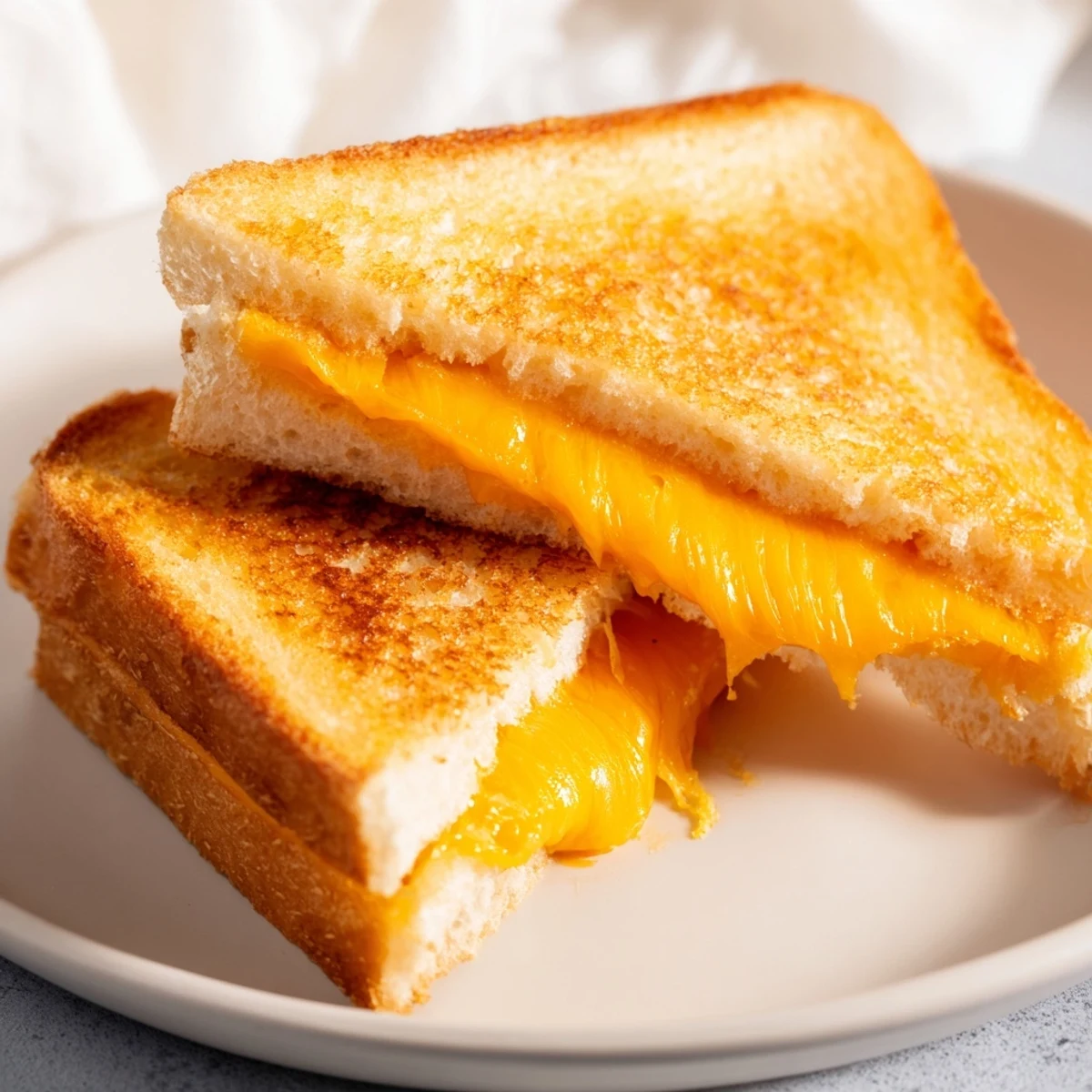 Golden, melty cheddar oozes from this crispy Air Fryer Grilled Cheese sandwich, a comfort food classic.