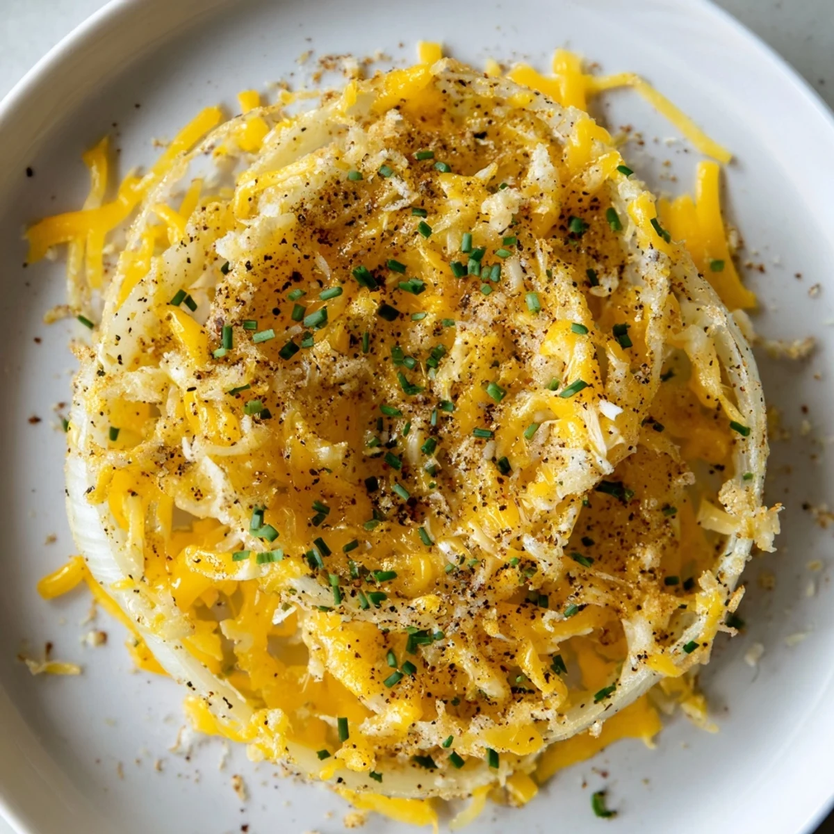 Golden, bubbly Crispy Onion Cheese Chips, a low-carb treat with melted cheese, perfect for snacking.