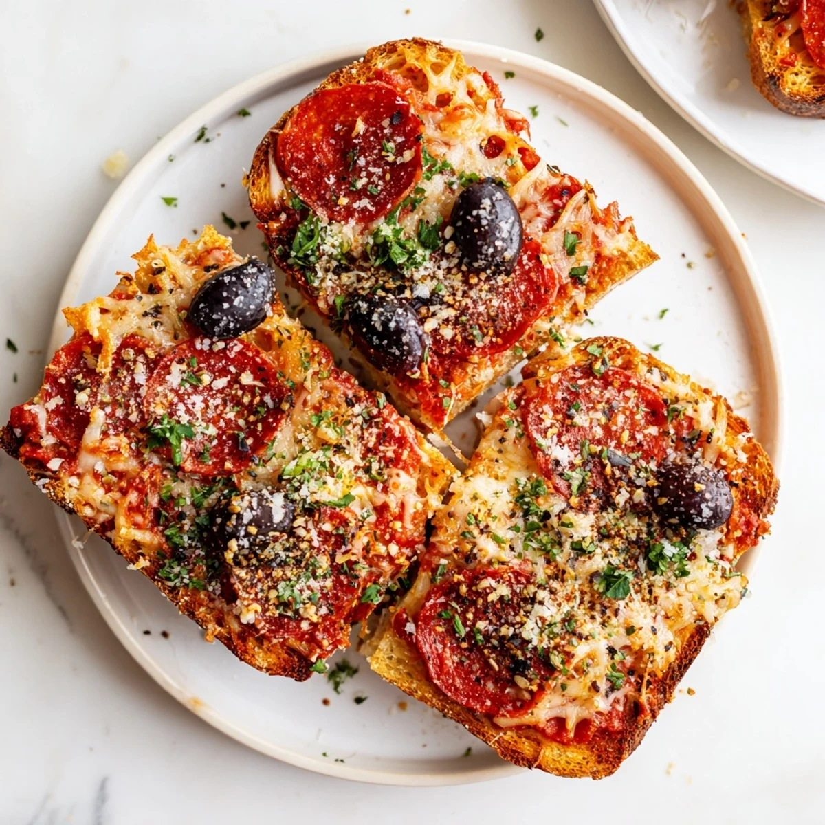 Golden, bubbling mozzarella tops this Air Fryer Pizza Toast, a quick and satisfying snack.