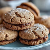 A stack of rustic Hojicha Cookies highlights their deep brown hue, ready to be served with a warm cup of green tea.