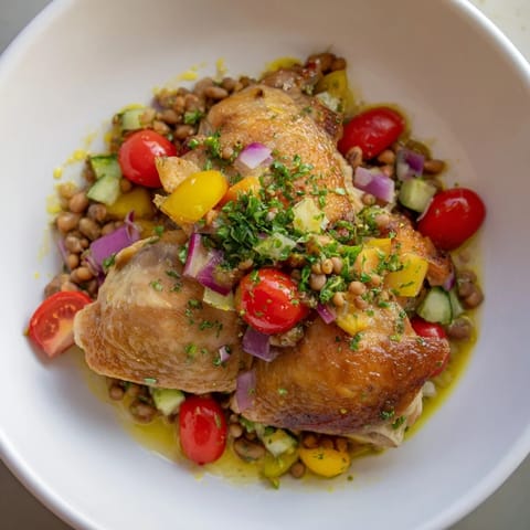 This refreshing Dense Bean Salad with Lemon-Dill Chicken offers a bright, flavorful bite, perfect for any meal.