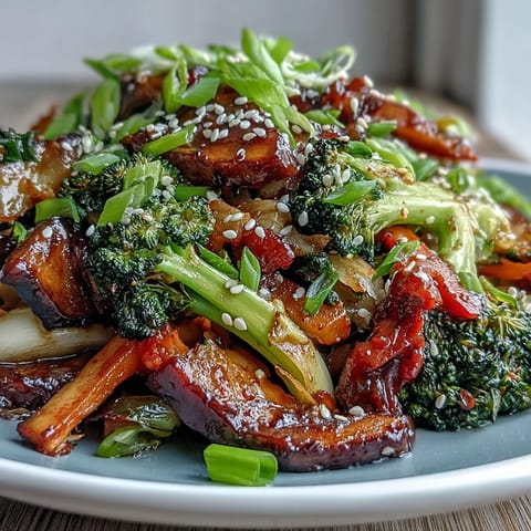 Colorful winter vegetables in a steaming Comforting Fermented Veggie Winter Stir-Fry, served hot with a sprinkle of green onions and sesame seeds.