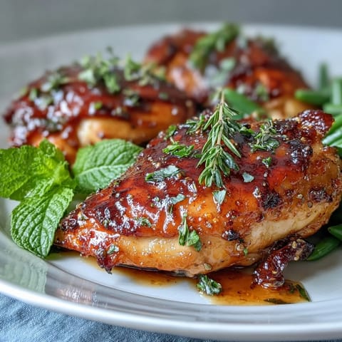 Honey Mustard Chicken with Green Beans: golden chicken breasts glazed in tangy honey-mustard sauce, served with crisp-tender green beans for a fresh and flavorful dinner.