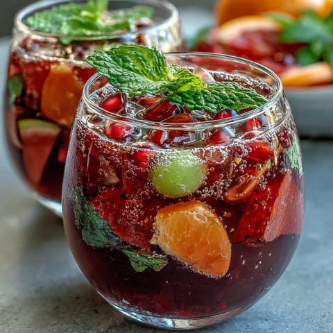 Refreshing Spring Sangria Mocktail with White Grape and Citrus, featuring vibrant orange slices, green grapes, and mint leaves in a clear pitcher.