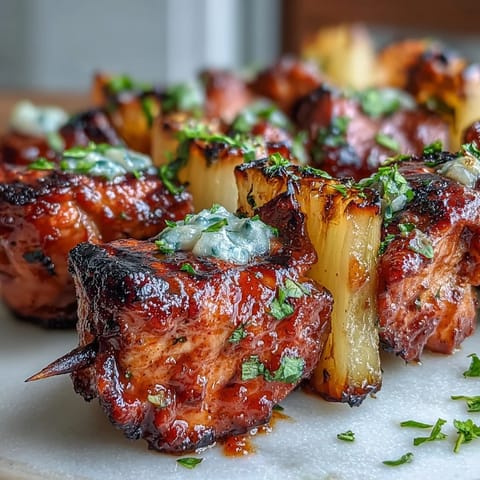 Juicy grilled chicken al pastor skewers with sweet pineapple, a smoky, vibrant Mexican-inspired delight.