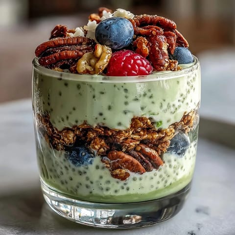 Delicious fiber-rich avocado chia pudding parfait, a healthy breakfast parfait for any time.