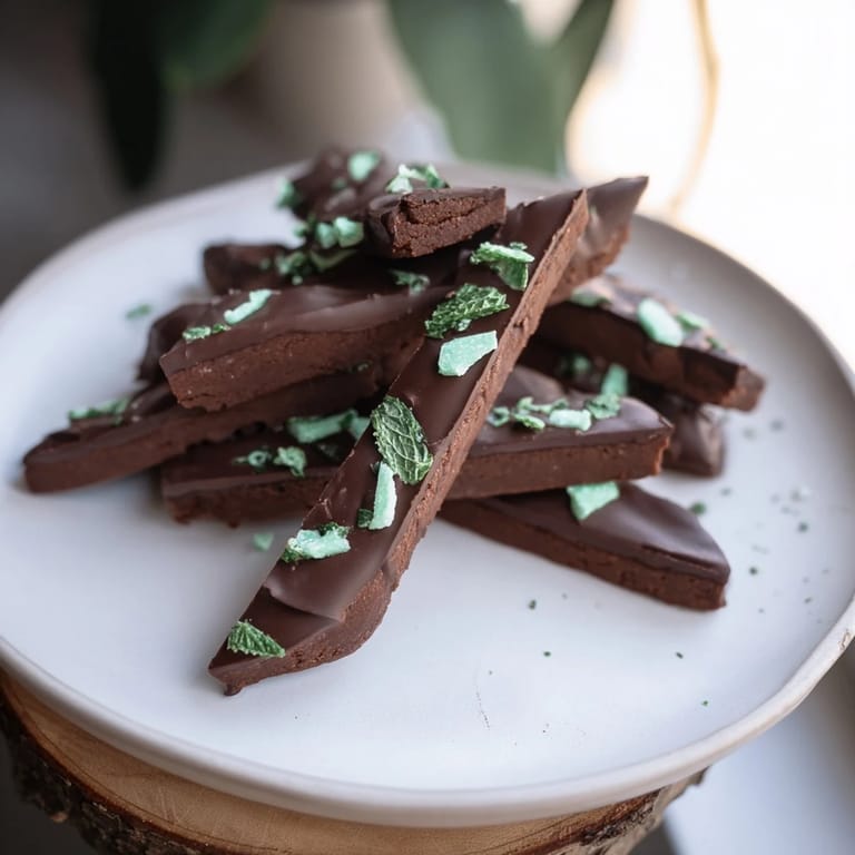 Close-up of freshly baked chocolate peppermint shortbread wedges: buttery, crisp, and ready for a sweet treat.