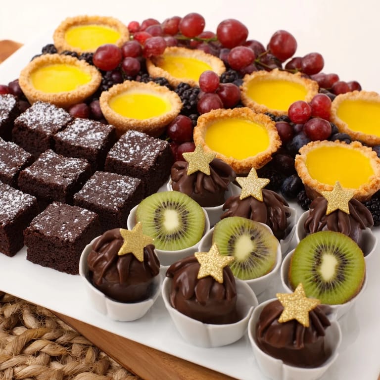 This colorful Star-Studded Dessert Board offers a tempting array of mini treats and creamy dips.