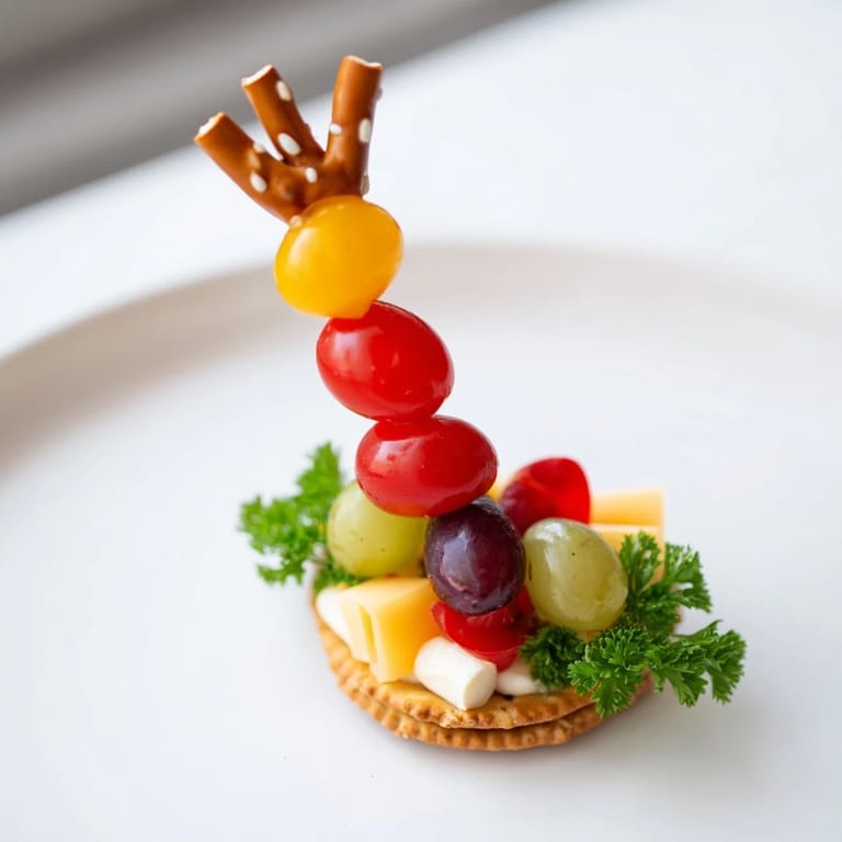 Fresh, cheerful Up, Up & Away Hot Air Balloon Snacks, a quick and easy recipe with pretzel "baskets."