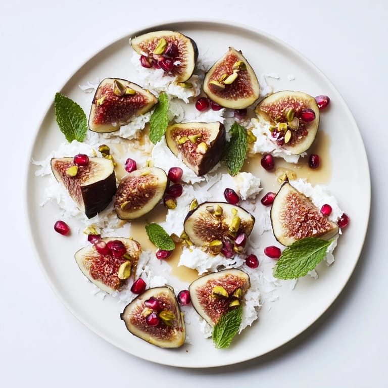 Festive Winter Fruit: Fig and Date Snowdrift Platter topped with pistachios, ideal for sharing.