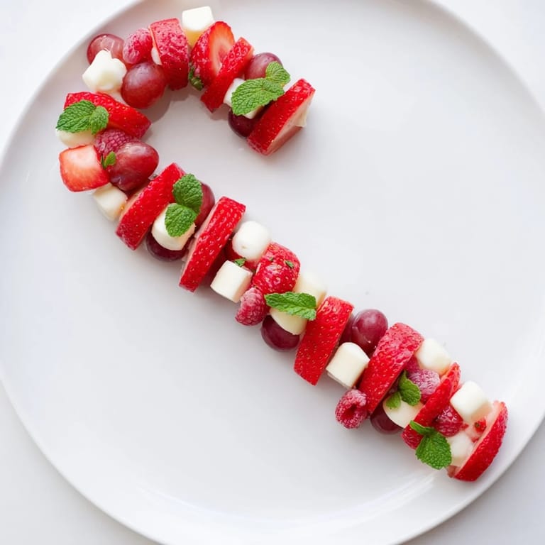Fresh strawberries and cheese cubes create delicious stripes in this beautiful Candy Cane Stripe Fruit and Cheese platter.