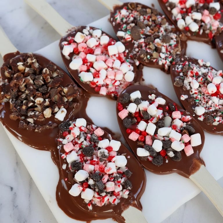 Indulge in a delicious Hot Chocolate Spoon Toppings Board, a fun dessert loaded with various sweet treats.