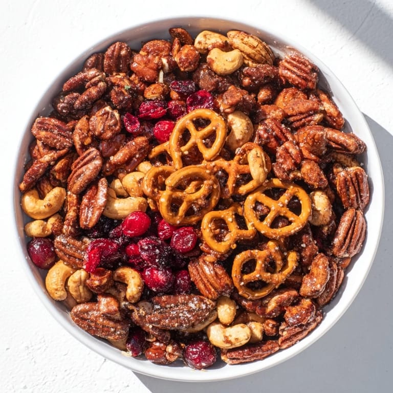Delicious Sweet and Salty Holiday Nut Bowl with a mix of sweet, savory, and perfectly spiced nuts.