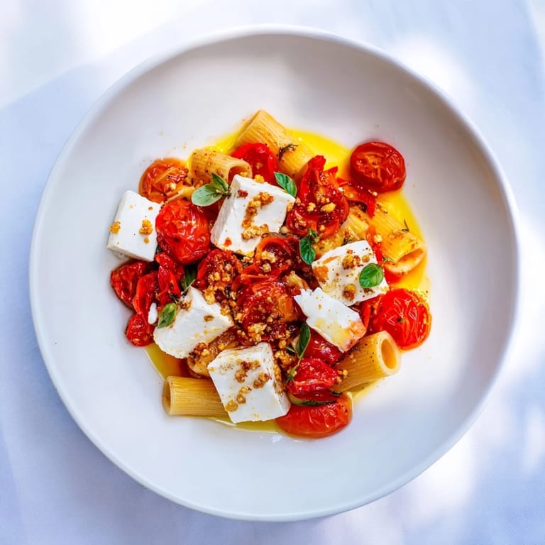 Creamy baked feta cheese with bursting tomatoes forms the base of this vibrant Baked Feta 2.0 pasta dish.