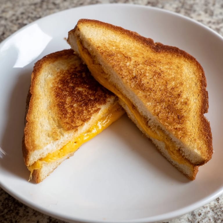 Air Fryer Grilled Cheese sandwich with perfectly toasted bread and bubbling, delicious cheese pull at the center.