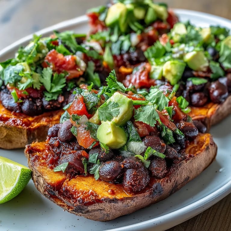 Vibrant, fiber-rich roasted sweet potatoes, chipotle black beans, zesty tomato salsa.