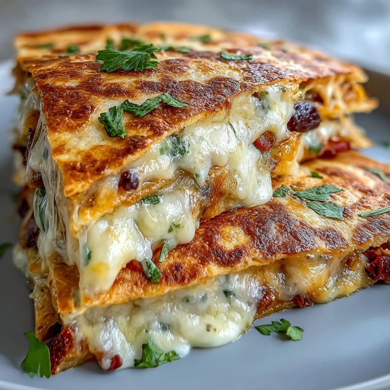 Freshly baked Blooming Quesadilla Ring garnished with cilantro, featuring a golden crunch and a spicy dipping sauce.