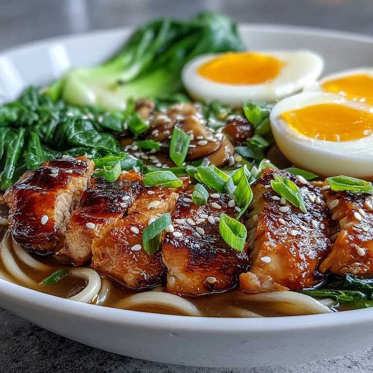 A serving of Healthy Miso Chicken Noodle Bowls with vibrant veggies and chili oil drizzle, ready for a cozy dinner.