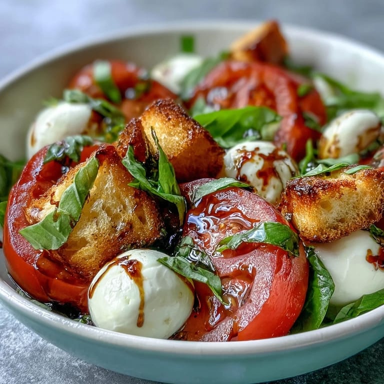 A bright Caprese Salad Bowl garnished with basil and olive oil, served as a quick vegetarian Italian appetizer.