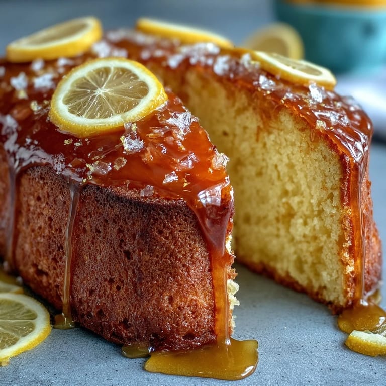 Zesty lemon loaf cake, soft and moist with a bright drizzle, ideal for dessert or sweet brunch treats.  