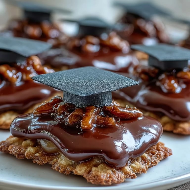 Festive graduation cap cookies feature crisp buttery bases with glossy black royal icing and yellow candy tassels for celebration.