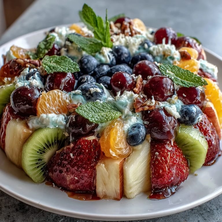 Colorful fresh fruit arranged in rainbow rows with luscious coconut whipped cream, an easy vegan dessert centerpiece.  