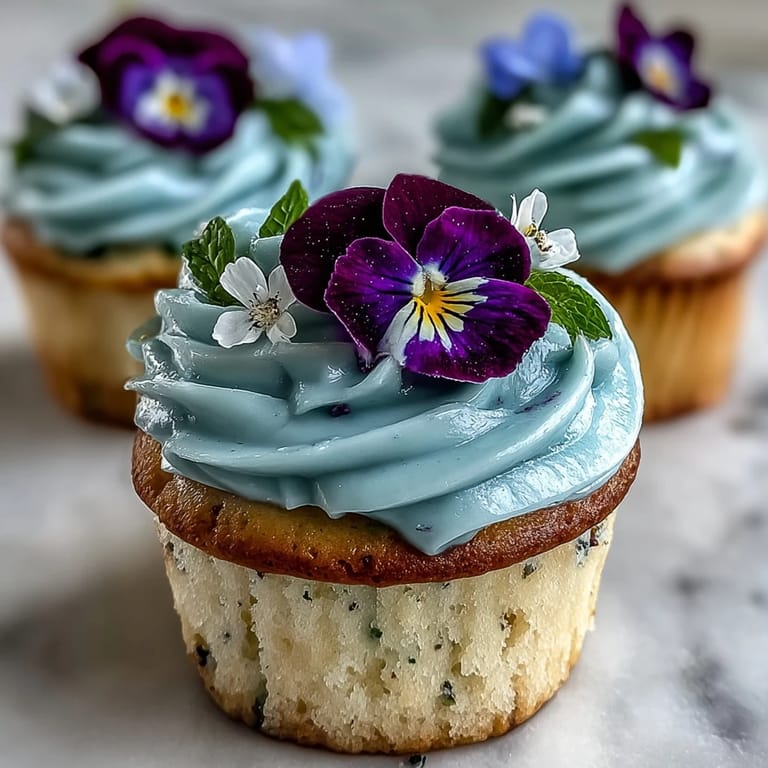 Classic vanilla cupcakes with fluffy buttercream frosting, beautifully decorated with colorful edible flowers for a seasonal touch.