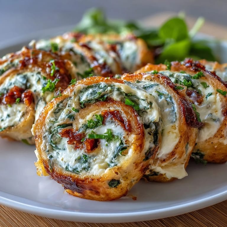 Creamy turkey, cheese, and spinach tortilla pinwheels arranged on a platter for easy entertaining.