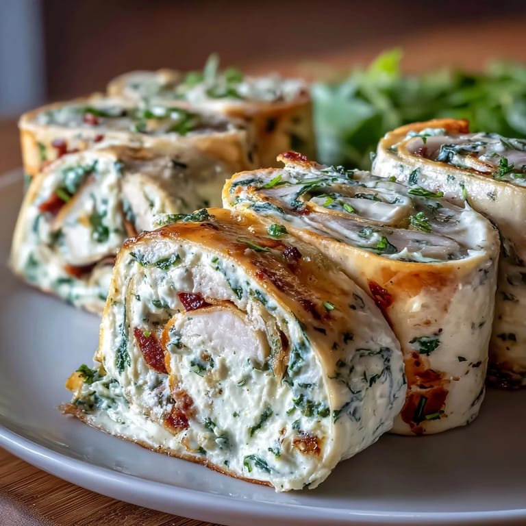 Bite-sized turkey, cheese, and spinach pinwheels rolled in soft tortillas, ideal for snacks or appetizers.