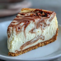 A creamy hojicha cheesecake with a buttery graham cracker crust and a marbled hojicha swirl, perfect for tea lovers.