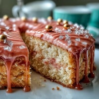 Elegant Bridal Shower Rosé Velvet Cake with shimmering gold drip.